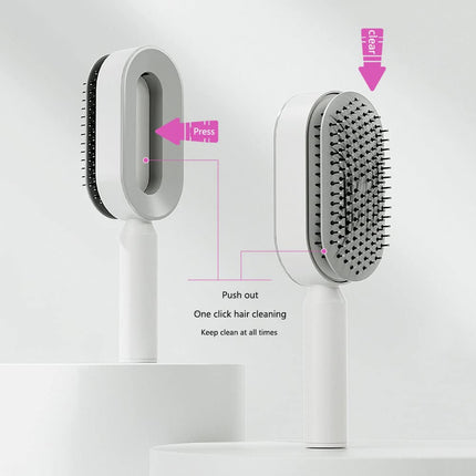 Self-Cleaning Hair Brush for Detangling, Scalp Massage, Anti-Static Paddle Brush for Women