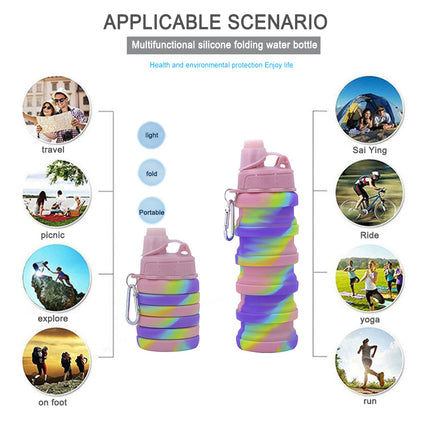 Silicone Collapsible Water Bottle: Foldable Water Bottle- 500 ml