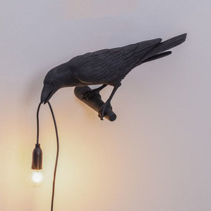 Crow Bird Hanging Light: Modern Table Lamp for Living room- Looking Right- Black