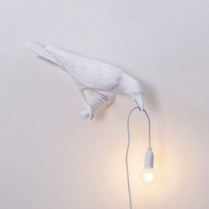 Crow Bird Hanging Light: Modern Table Lamp for Living room- Looking left- White